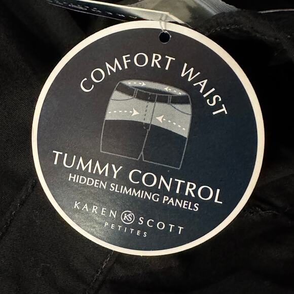 Karen Scott Petite SZ 10P Capris Pants Stretch Slimming Mid-Rise Zip-Fly Black - Picture 8 of 11